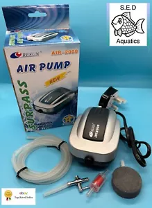 Fish tank Air Pump Small Tanks FULL KIT & airstone Flow Control Valve Aeration - Picture 1 of 7