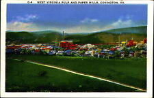 West Virginia Pulp and Paper Mills ~ Covington Virginia ~ 1930s postcard unused
