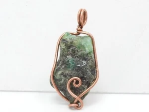 Colgante Esmeralda Áspero Alambre Envuelto Cobre Joyería 30X19X10MM Regalo Personalizado - Imagen 1 de 8