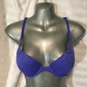 Sujetador ROSA Victoria's Secret 32C Azul Push Up Espalda Corredora Cierre Frontal Encaje Espalda - Imagen 1 de 12