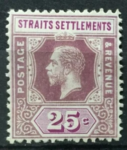 Malaya 1914 Straits Settlements KGV 25c MH MCCA SG#205 M2400a - Picture 1 of 3