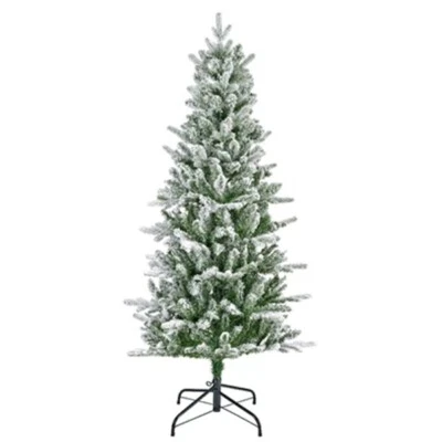Albero di Natale Nevada Frosted in PVC, 150 cm, colore: Verde e bianco OFFERTA - Immagine 1 di 4