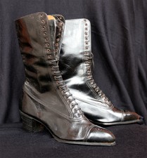 Stivali donna antichi neri pelle Marca Leone antique black leather boots