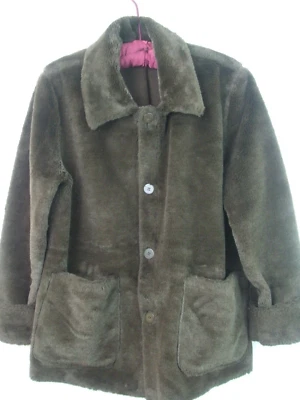 Chaqueta reversible grande para mujer BRANDON THOMAS marrón suave piel sintética gamuza bolsillos Foto 1 de 4