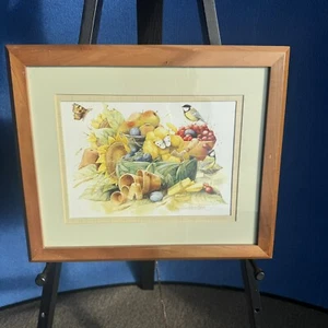 Marjolein Bastin Wall Art Bird, Butterfly Sunflower Fruit 15.5” By 13” Framed - Picture 1 of 7