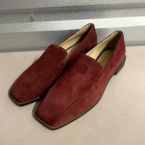 Zapato Rubí Para Mujer Ana Palma Rojo Gamuza Cuero Sin Cordones Punta Cuadrada EE. UU. 7.5 - Imagen 1 de 9