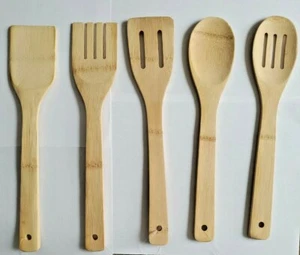 Bamboo Cooking Utensils Set - 5 Pieces Bamboo Kitchen Utensils - Picture 1 of 6