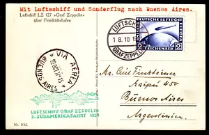 Zeppelin 1931, 3 SAF 18.10.31, Bordpost mit 2 RM nach Buenos Aires,Sieger 133 Ab - Bild 1 von 2