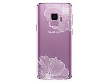 Samsung Galaxy S9 Coque transparente souple solide avec motif (Fleur Blanche) 