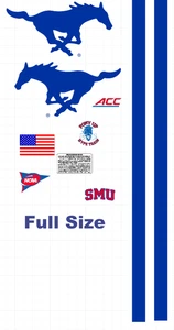 Decalcomanie casco calcio SMU Mustang full size 8 mil convesso ingranaggio full size - Foto 1 di 1