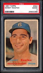 1957 Topps #302 Sandy Koufax PSA 2 DEAD CENTERED - Picture 1 of 2