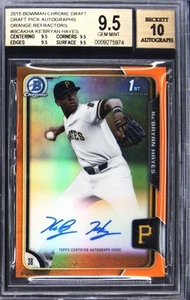 2015 BOWMAN CHROME DRAFT PICK ORANGE REFRACTOR KE'BRYAN HAYES BGS 9.5 AUTO 10 - Picture 1 of 2