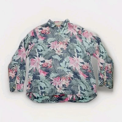 Tommy Bahamma 100%  Linen Tropical Floral Long Sleeve Shirt Button Up Size XL - Image 1 of 4