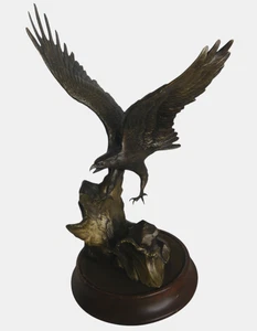 Franklin Mint Wings of Glory Bronze Eagle Sculpture Ronald Van Ruyckevelt 1990 - Picture 1 of 14