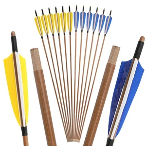 Bogenschießen Bambuspfeile 5Zoll Naturfedern Handmade Traditionelle Zielschießen - Picture 1 of 17