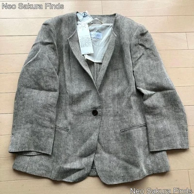 Chaqueta de lino a medida Max Mara abrigo blusa espiga mujer talla 46 Foto 1 de 4