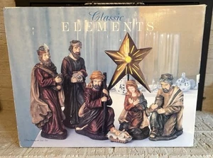 J.C. Penney JUMBO Classic Elements 7 Piece Nativity Set, Light Up Star Porcelain - Picture 1 of 13