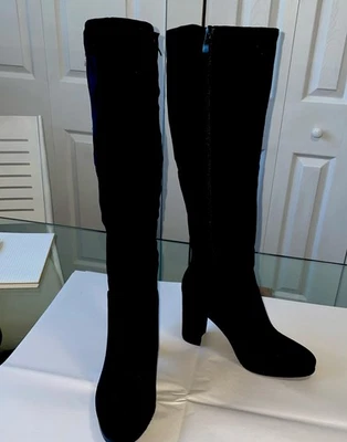NWT DREAM PAIRS BLACK SUEDE KNEE BOOT WITH ZIPS NOTE: MARKED 8 BUT FITS LIKE A 7 - Image 1 of 4
