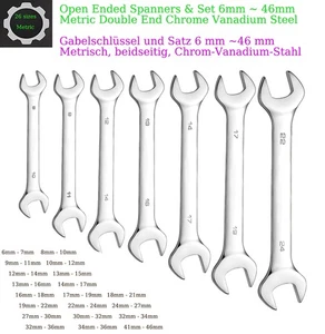 Open Ended Spanners & Set 6mm - 46mm Metric Double End Chrome Vanadium Steel - Picture 1 of 38