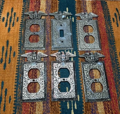 American Eagle Outlet Cover Plate Hammered Brass Colored Cast Metal Lot Of 6 - Image 1 of 4