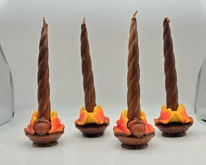 4 Vintage Gurley Acorn/Autumn Leaves Candles 7” MCM Unburnt Nice - Picture 1 of 9