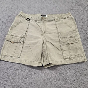 Columbia Cargo Shorts Men's Size XL Khaki Elastic Waist Flat Front 100% Cotton - Picture 1 of 14