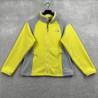 The North Face Fleece Jacket Girls Size Large Yellow Gray Full Zip Liner Pockets - Image 1 of 4