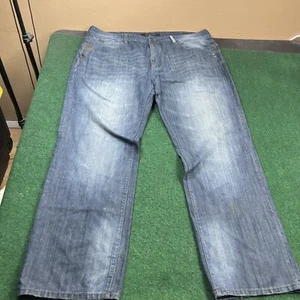 Sean John Blue Jeans Mens 42 Denim Vtg Logo Baggy Hip Hop Dark Loose Straight - Picture 1 of 13