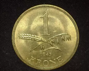 DENMARK 1945 KRONE KM835 ABOUT UNCIRCULATED ~H13 - Picture 1 of 2