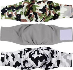 3 Packs Reusable Washable Male Dog Wraps, Belly Band for Male Dog Diapers, M - Picture 1 of 6