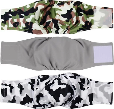 3 Packs Reusable Washable Male Dog Wraps, Belly Band for Male Dog Diapers, M - Image 1 of 4