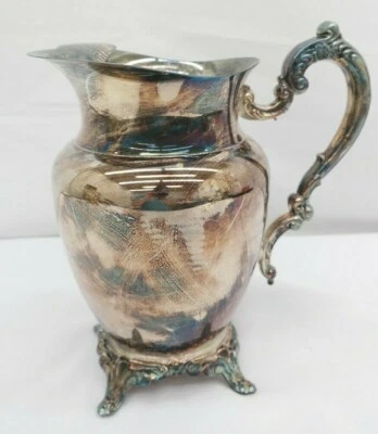 Jarra de agua de bebidas provincial real plateada Oneida de colección con caja EL Foto 1 de 4