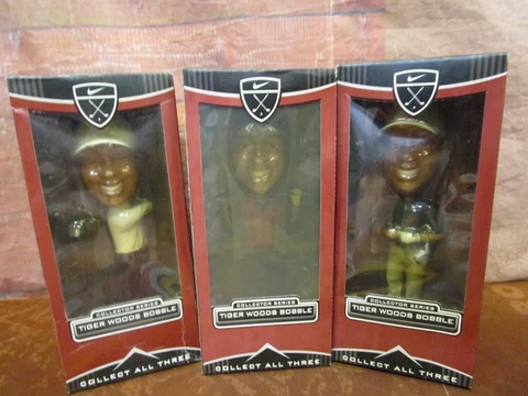 Tiger Woods 2002 Nike Golf Collectible Bobble Head Set (1-3) Upper Deck Cover