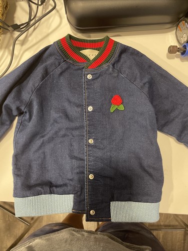 Gucci Demin Jacket 12 18 mesi bambina con applique rosa
