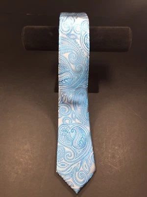 Corbata Para Hombre Geoffrey Beene 100% Poliéster Azul y Plata Sunreef Pasiley Clásica NUEVA Foto 1 de 4