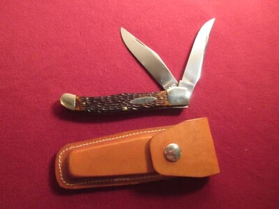 CUCHILLO DE CAZADOR PLEGABLE VINTAGE WESTERN 062 U.S.A. GRANDE 2bld con SHIETH HECHO EN EE. UU. Foto 1 de 4