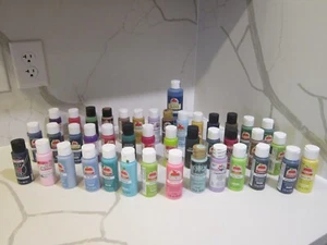 Lot Of 41 Acrylic Craft Paint ,Apple Barrel,Folkart 2 Oz And Brush Set - Picture 1 of 6