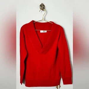 NWT Oshlen Wool Cashmere Red Sweater, Size Medium - Picture 1 of 10