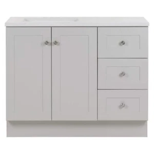 Glacier Bay Single Sink Bath Vanity in Pearl Gray W/ White Cultured Marble Top - Picture 1 of 12