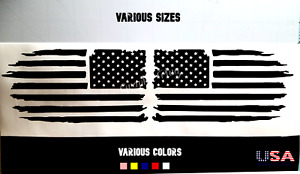 Tattered Distressed American Flag Decal Vinyl Sticker Set of 2 LEFT RIGHT Side