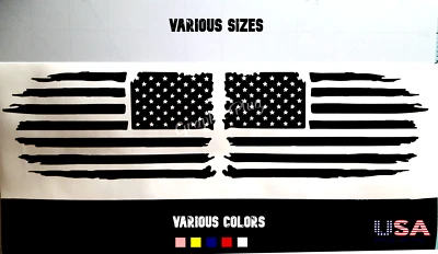 Tattered Distressed American Flag Decal Vinyl Sticker Set of 2 LEFT RIGHT Side - Image 1 of 4