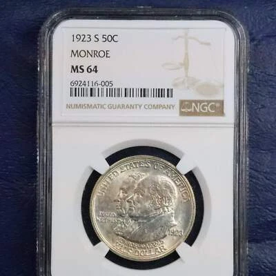 1923 S Monroe Doctrine Centennial Half Dollar 50c Commemorative - NGC MS 64 - Image 1 of 4