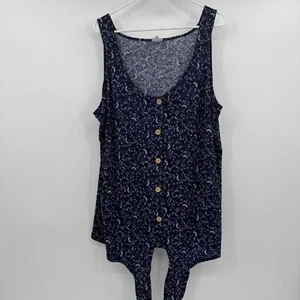 Naif Top Women 3X Blue Floral Sleeveless Tank Tie Front Boho Hippie Cottagecore - Picture 1 of 9