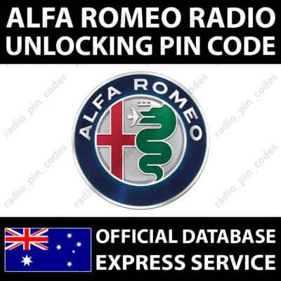 ALFA ROMEO RADIO UNLOCKING PIN CODE 147 156 159 4C GIULIETTA GTV MITO SPIDER - Image 1 of 4