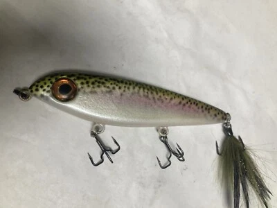 Lunker Punker Style Handmade Wood Topwater, Rainbow Trout Color, 6”in. 1.6oz.💥 - Image 1 of 4