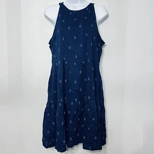 Old Navy Swing Kleid Stufen dunkelblau Microfloral M ärmellos Baumwollmischung - Bild 1 von 7