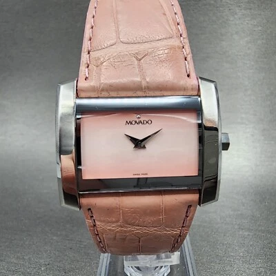 Reloj Movado Eliro Mujer 32mm Esfera Rosa Tono Plateado Rectángulo Batería Nueva Foto 1 de 4