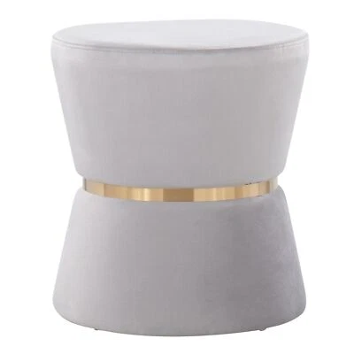 LumiSourc Contemporary Ottoman in Silver Velvet and Gold Metal Foto 1 de 4