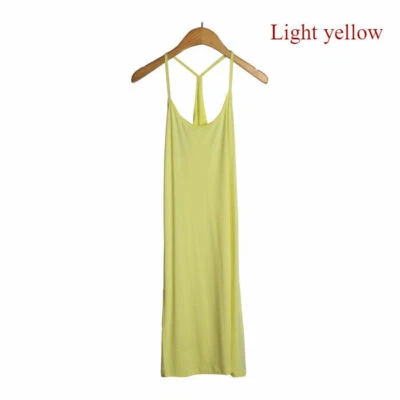 Damas Modal Tirantes Vestido Sin Mangas Espagueti Ropa Interior Enagua Solero Elástico Foto 1 de 4