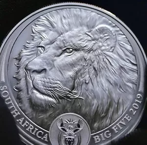 Moneda de plata South Africa Big Five Lion 2019 de 1 oz Bu - Imagen 1 de 3